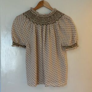 Smocked linen Sézane top
